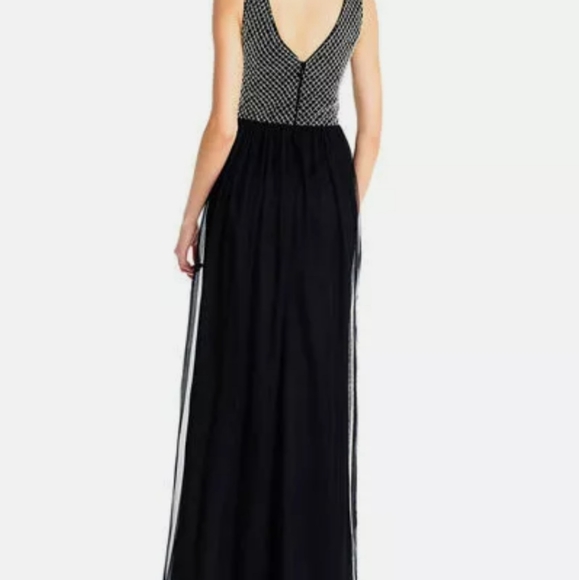 New Adrianna Papell Navy Blue Beaded Mesh Gown Formal - Picture 2 of 5